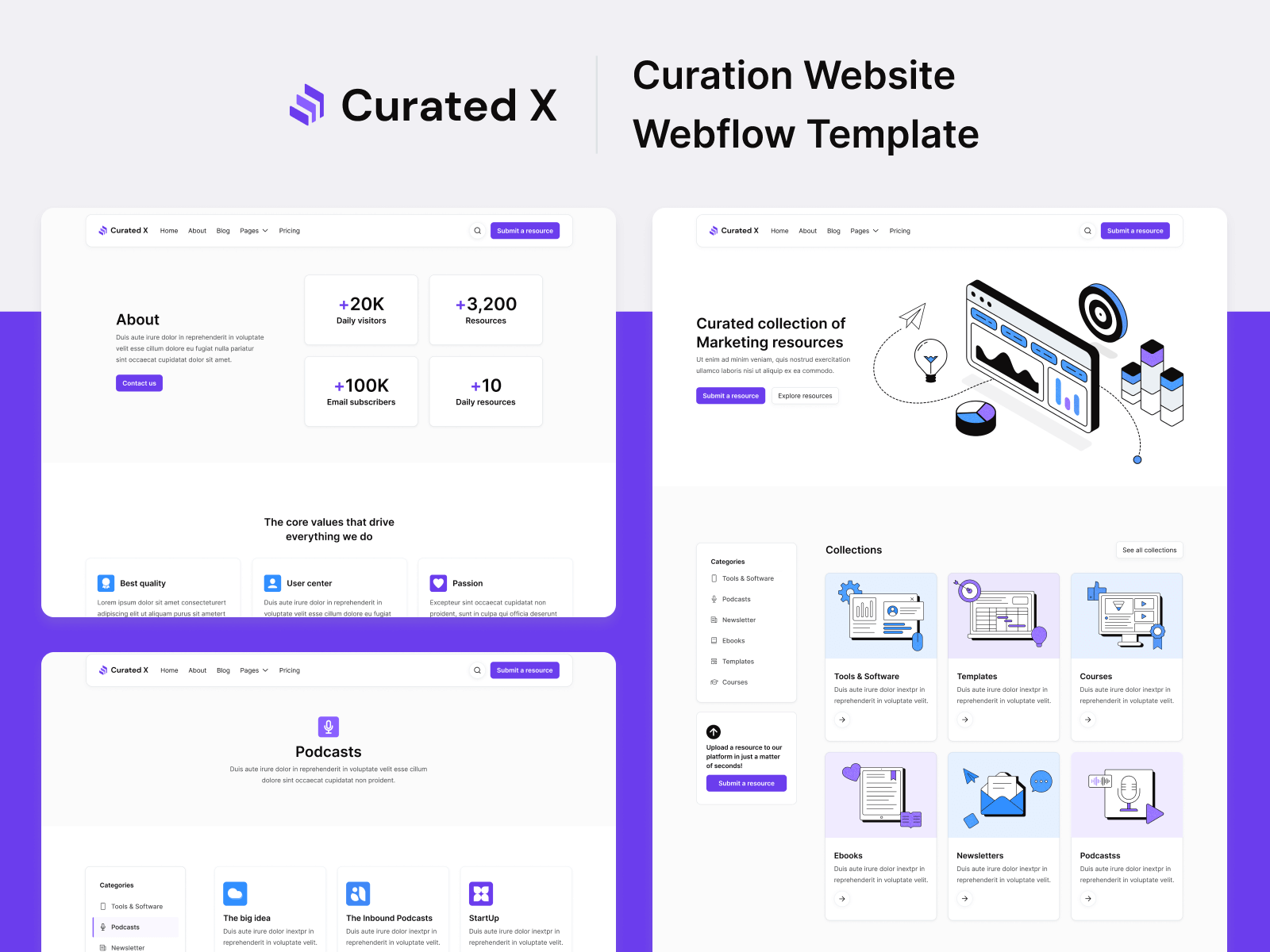Curation Website Webflow Template