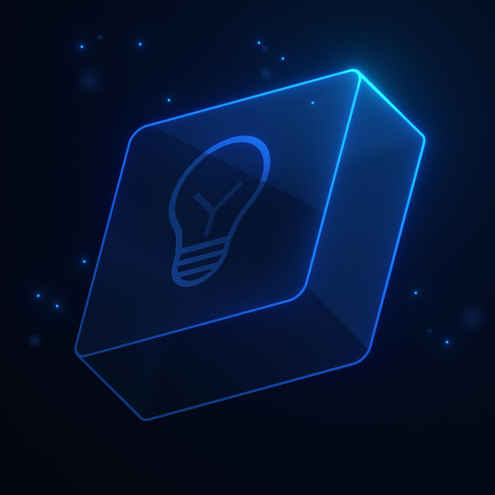 lightbulb icon on floating chip