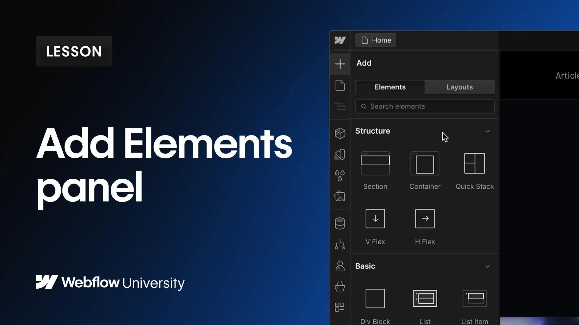 Add Elements panel