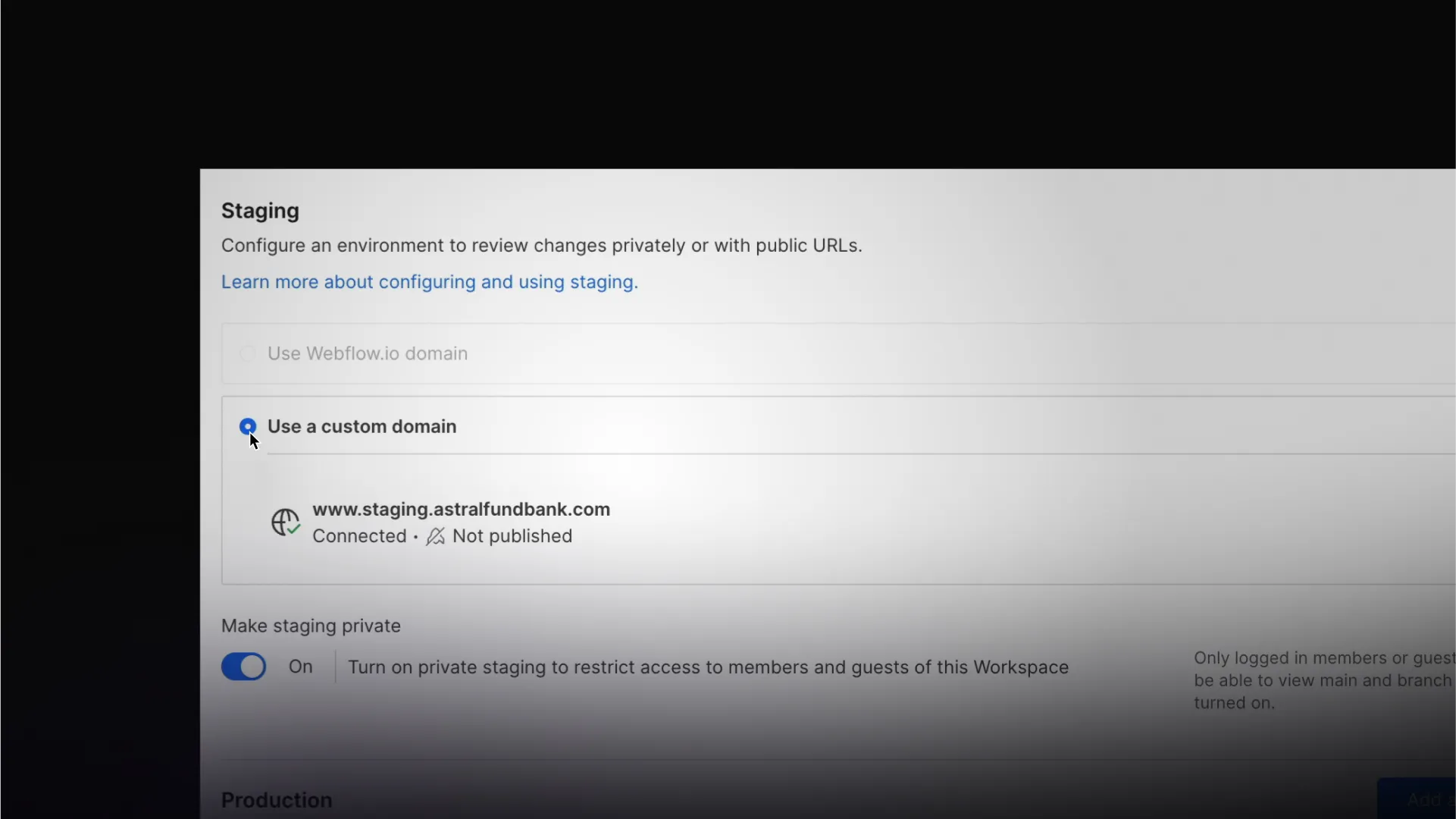 Custom staging domain