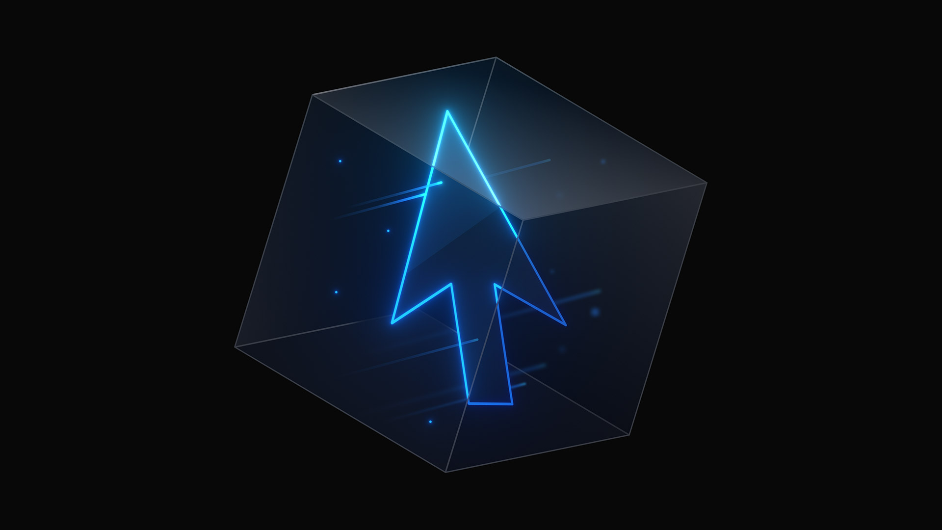 a mouse cursor in a cube