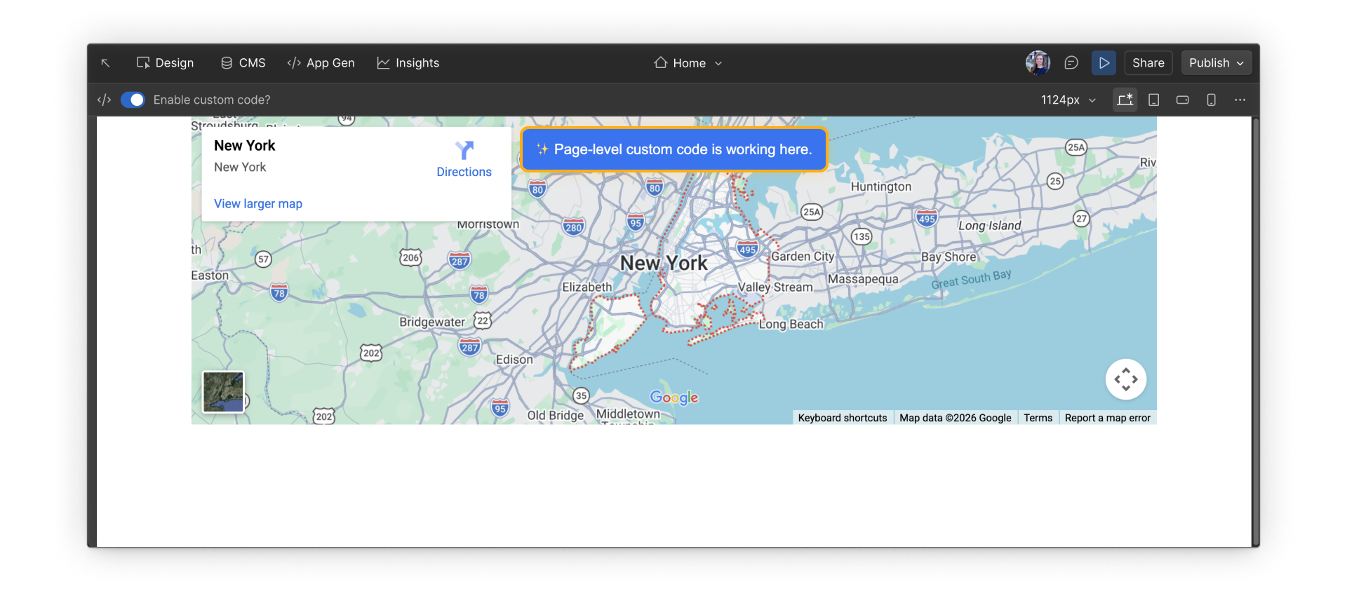 Page-level banner visible on a single page of a Webflow site.
