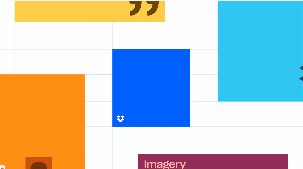 Screenshot of the homepage for Dropbox Brand