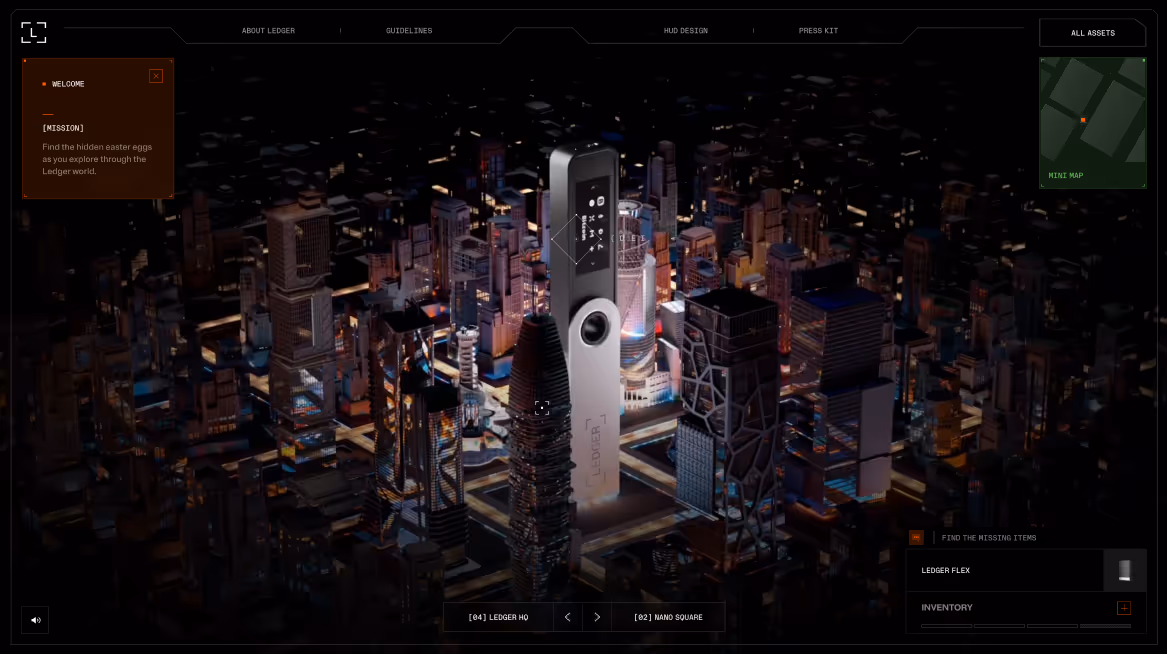 Screenshot of the homepage for Ledger