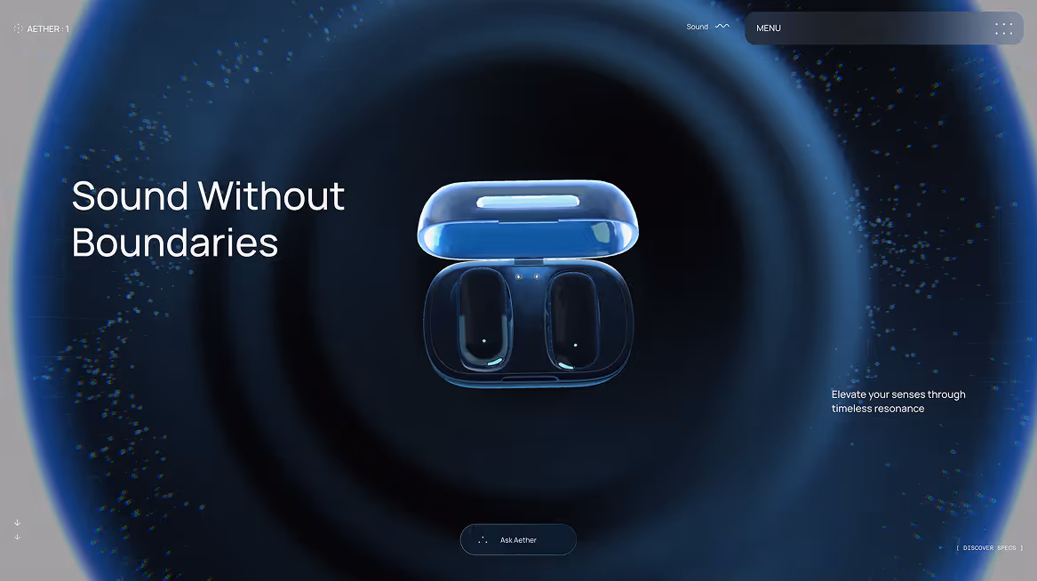 Screenshot of the homepage for Aether 1