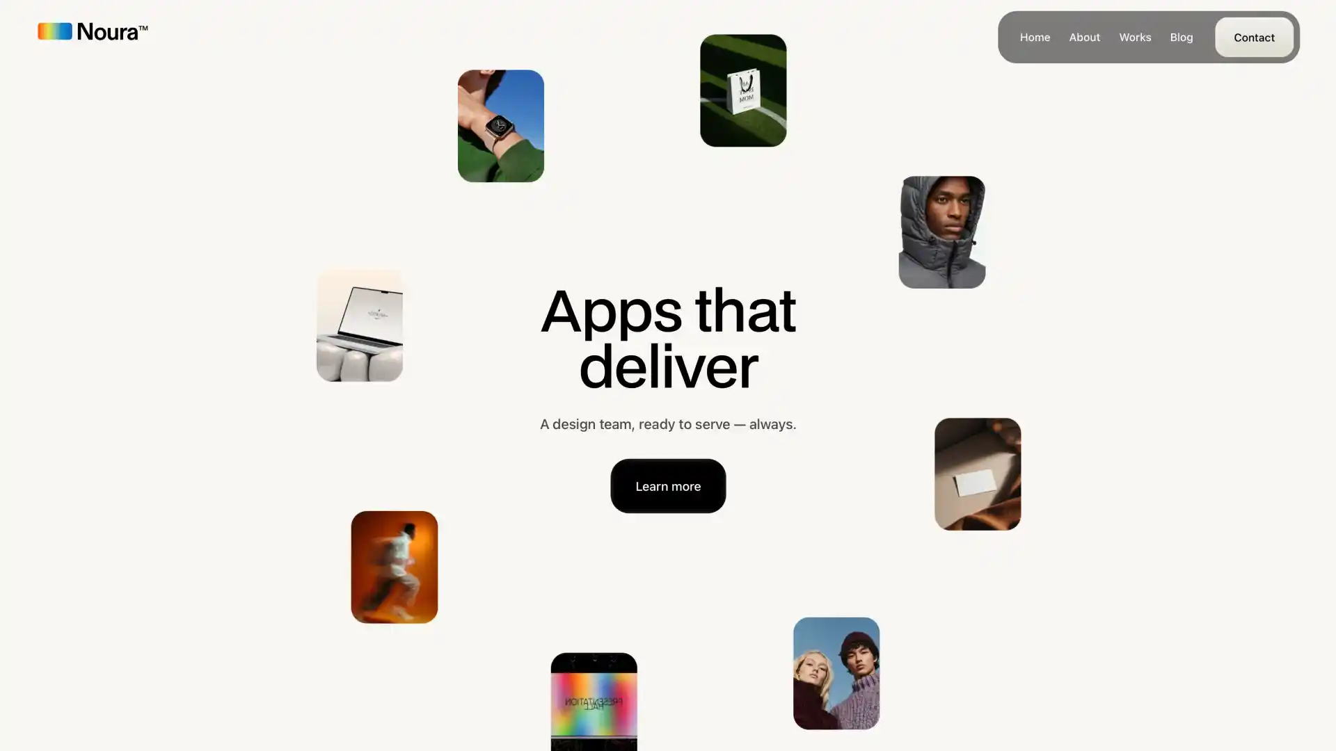 Screenshot of the homepage for Noura