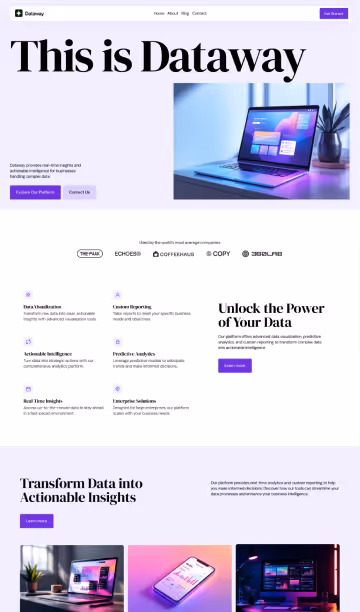 A mockup of a website home page built with Webflow's AI site builder.