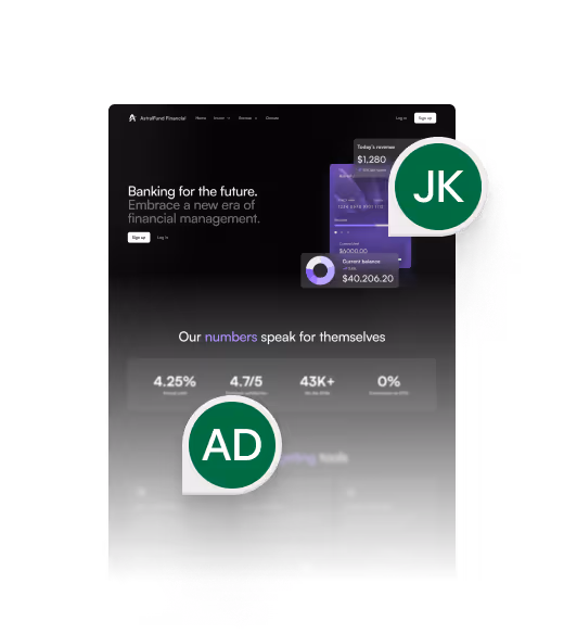 Comments bubbles pinned to a website screenshot.
