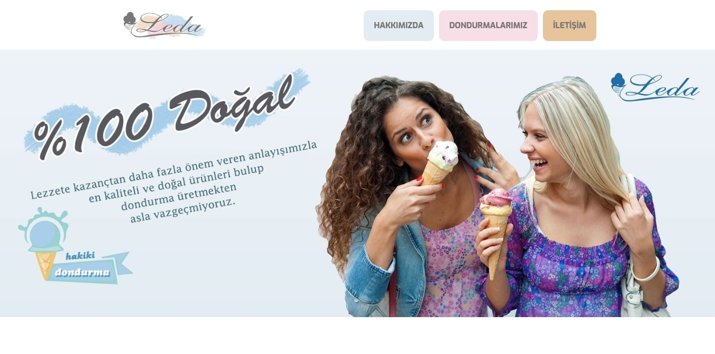 Leda ice cream restaurant homepage
