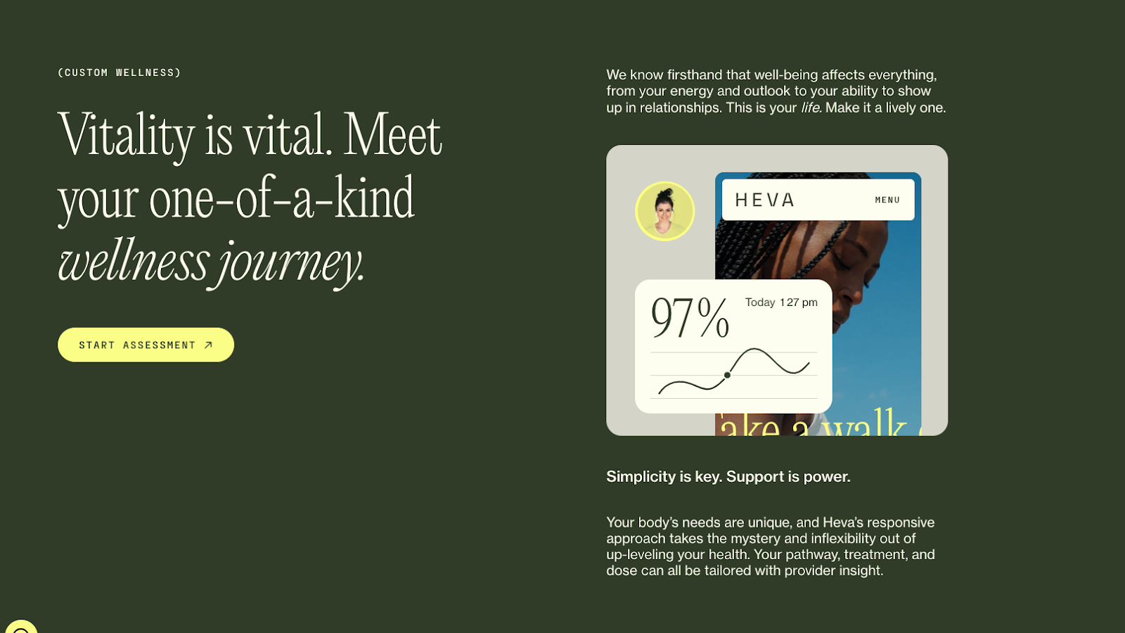 screenshot of Heva Health's homepage