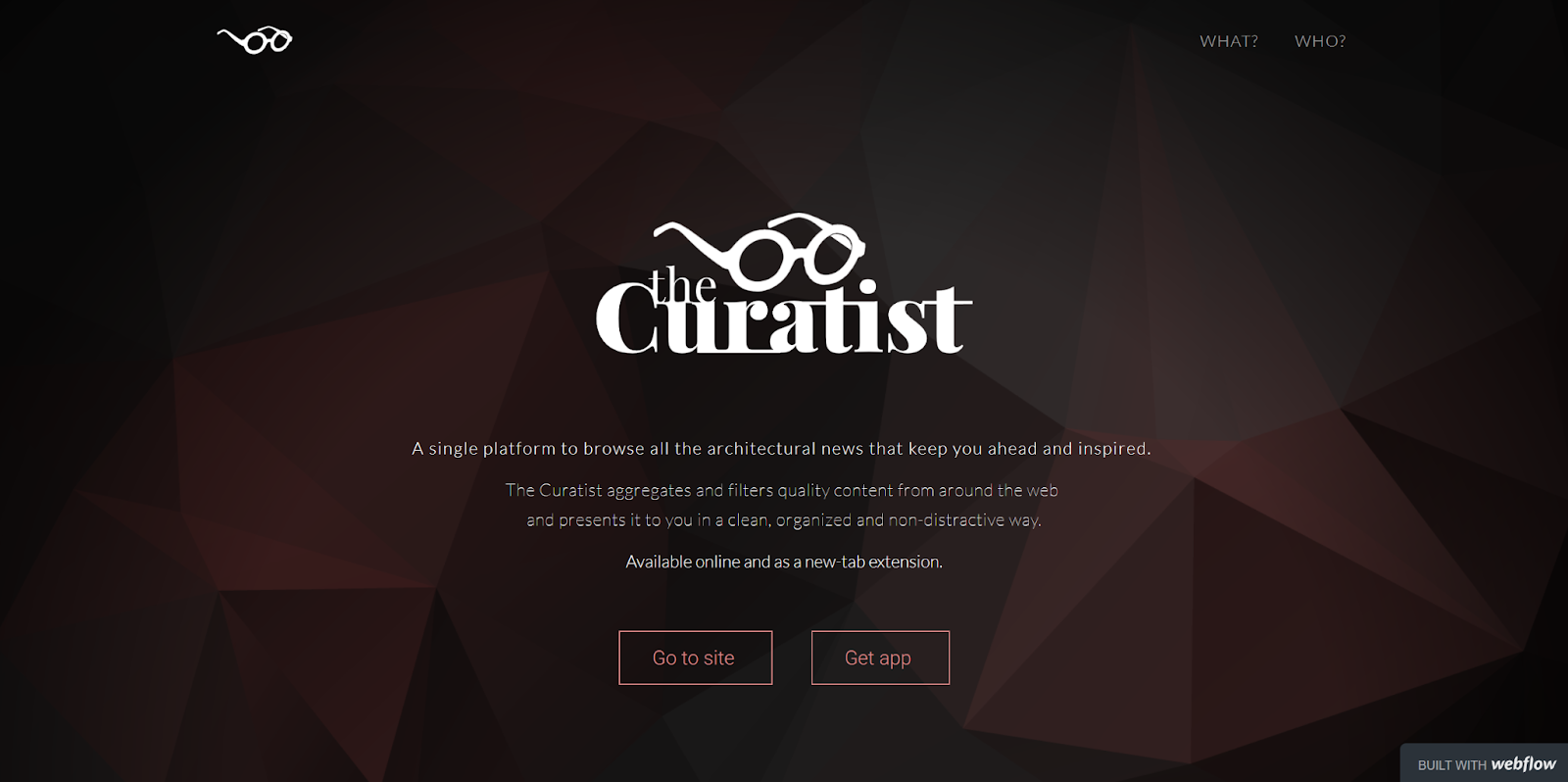The Curatist homepage promises to offer architectural news that inspires readers.