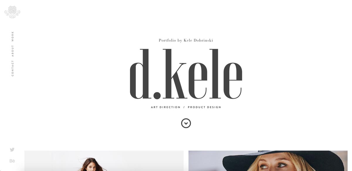 Hero section of Kele Dobrinski's portfolio website