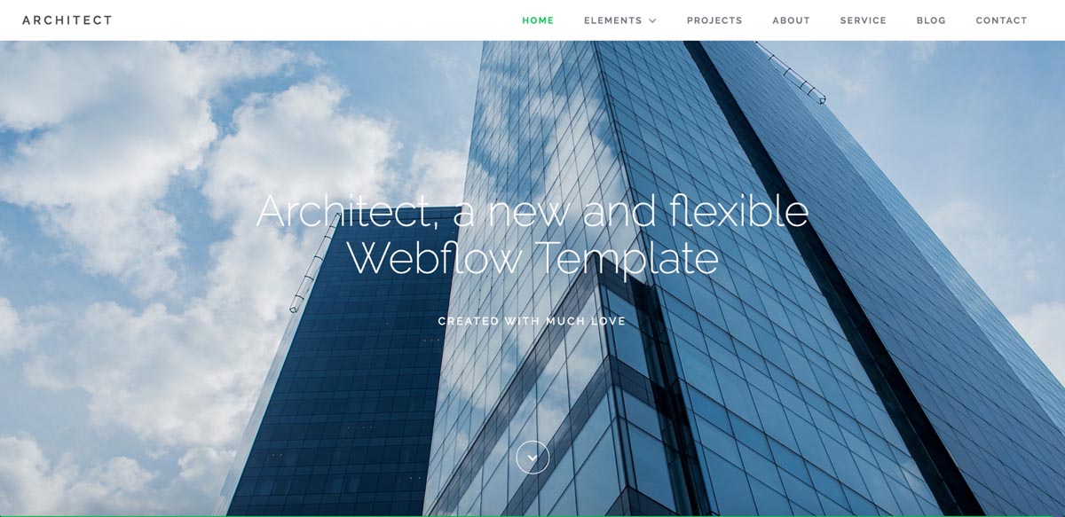 The Architect Webflow template uses Raleway for headlines