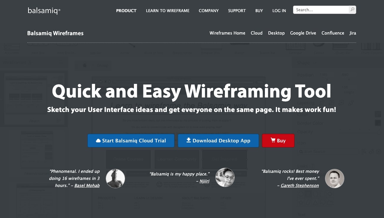 Balsamiq wireframes design tool