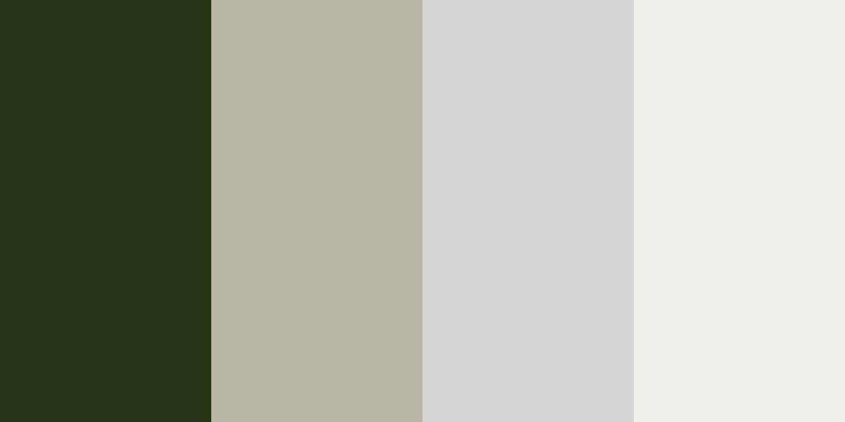 The four colors of the Classic Neutrals color palette (Darkest Forest, Ash Gray, Light Gray, and White Picket Fence) arranged horizontally.
