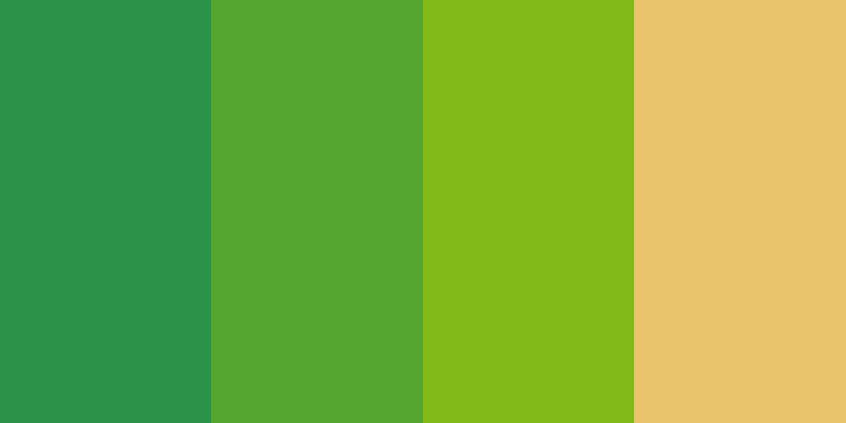 The four colors of the Forest Whispers color palette (Forest Green, Bright Green, Strong Green, and Bountiful Gold) arranged horizontally.