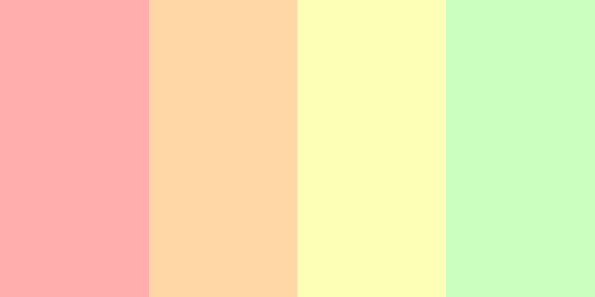 The four colors of the Dreamy Pastel color palette (Pastel Pink, Pastel Peach, Pastel Yellow, and Pastel Green) arranged horizontally.