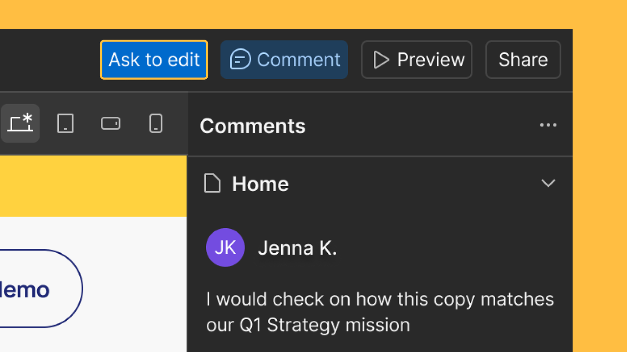 Reviewers can now request edit access right from the canvas